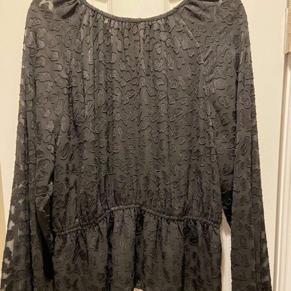 Ann Taylor,  Black, leopard print blouse, with sheer sleeves